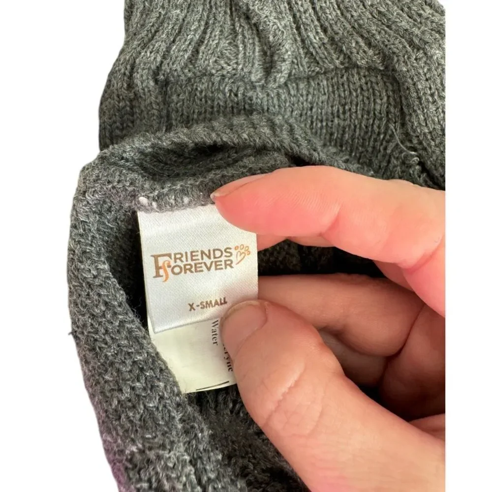 Friends Forever grey cable knit dog sweater
